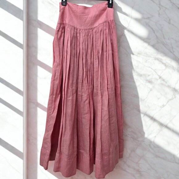 Zimmerman Textured Blush Pleated Maxi Skirt – Elegant & Feminine - Picture 1 of 12